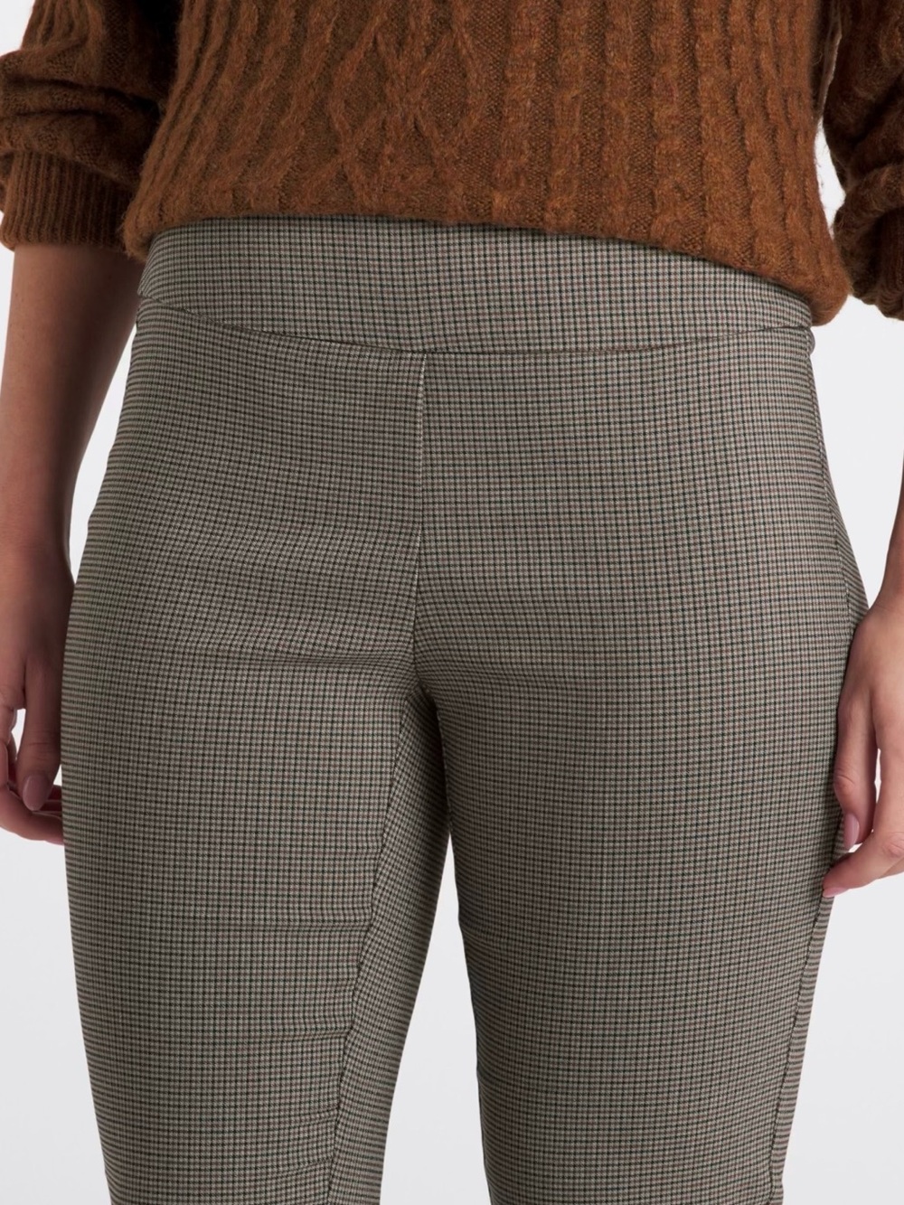 Tribal Fia Plaid Pull-On Trousers / Pant in Brown and Black